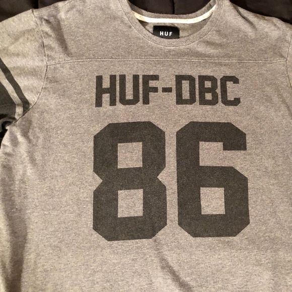HUF Football Jersey Grey & Black Color Ringed Sleeves Mens - Picture 9 of 9